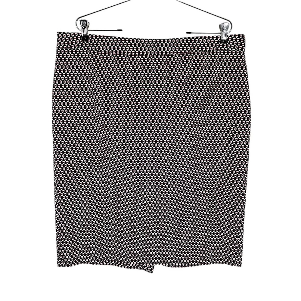 J Crew Pencil Skirt Womens Size 16 Navy Geometric Print Lined Classic Career